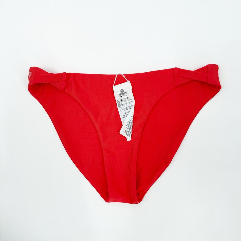 Volcom Bikini Bottom Size Small NEW True To This Red Twist Side Swim Beach NWT